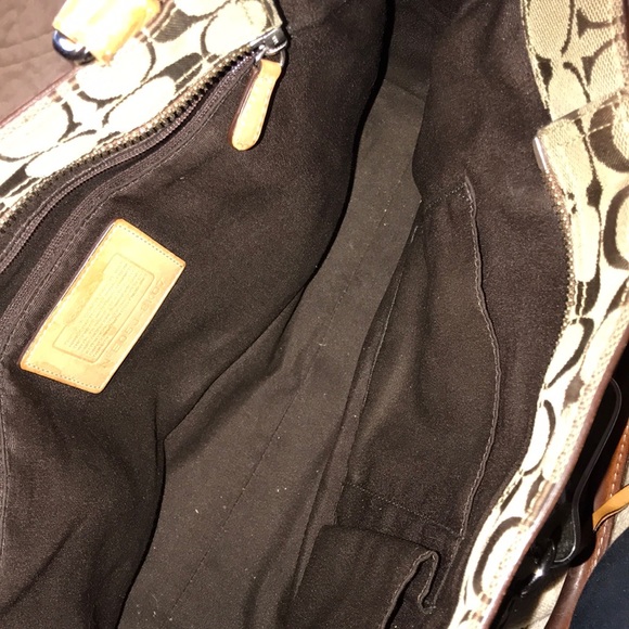 Vintage Tan fabric/leather Coach handbag. - Picture 6 of 8